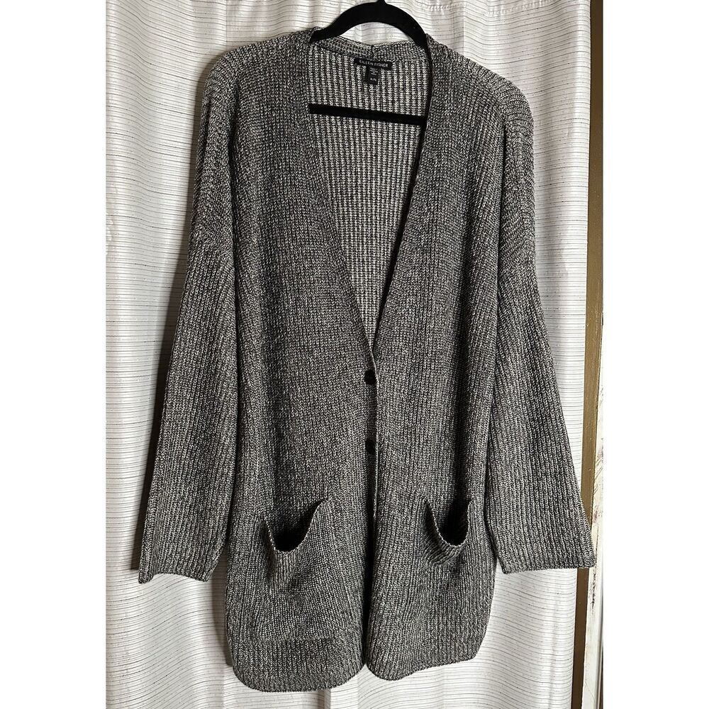 EILEEN FISHER CARDIGAN Suze XL ORGANIC COTTON TENCEL BLD GRANDPA CORE SLOUCHY